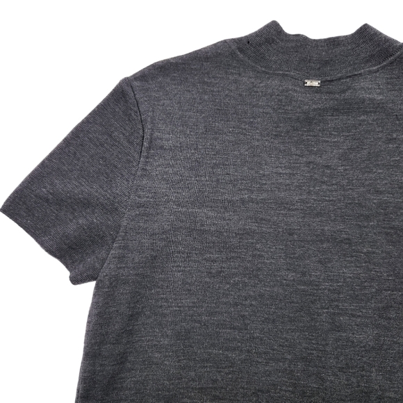 St. John Wool Sweater Short Sleeve Charcoal Gray, Size Large - Picture 7 of 16